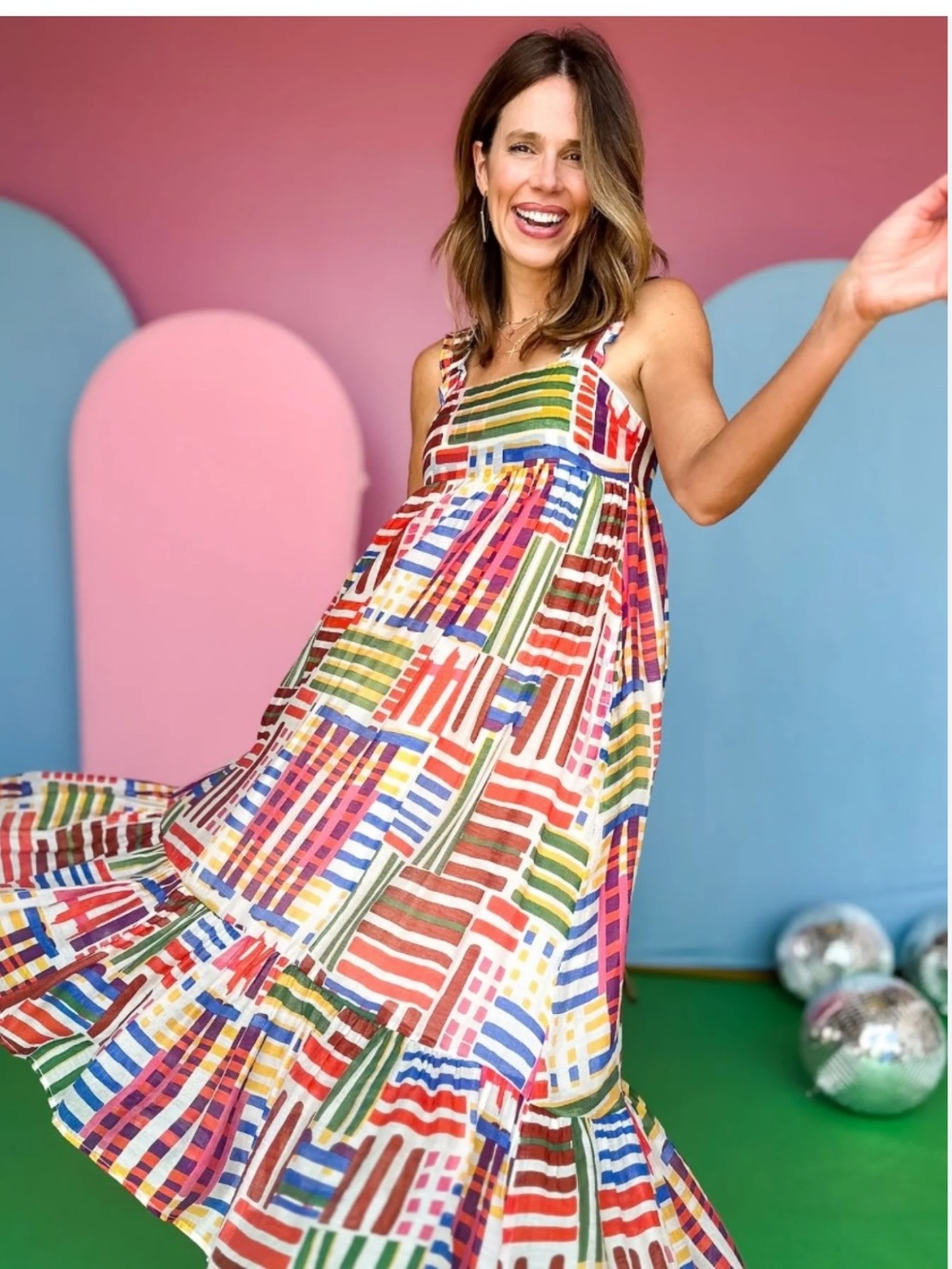THML Pink and Yellow Label Multicolor Dress